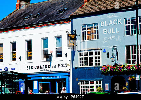 Strickland und Holt und die schwarzen Stier, Yarm on Tees, Cleveland, England Stockfoto