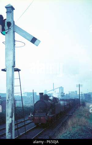 Holz- Signal auf der Lambton Colliery System, County Durham. Stockfoto