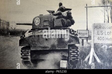 Zweiter Weltkrieg: US-Armee rückt auf Mulhouse bei der Befreiung des Elsass Stockfoto