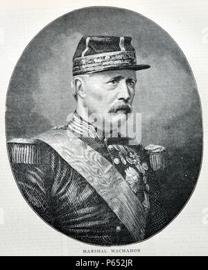 Gravur von Marschall Marie Esme Patrice de Mac-mahon, 1. Herzog von Magenta (1808-1893), französischer General und Politiker mit der Unterscheidung Marschall von Frankreich. Vom 1870 Stockfoto