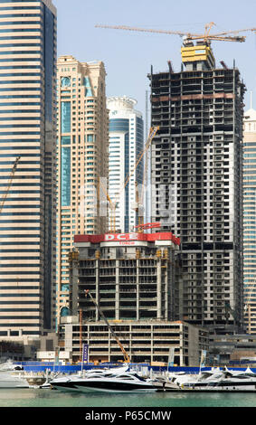 Türme im Bau, Dubai Marina. Dubai Stockfoto