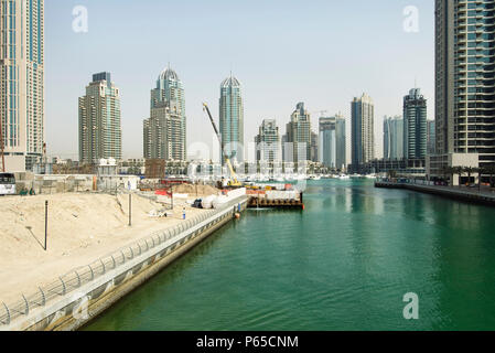 Bau rund um Dubai Marina, März 2008 Stockfoto