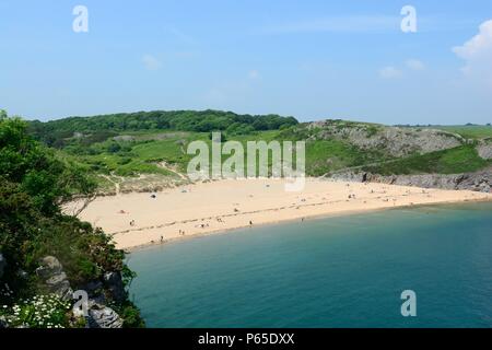 Barafundle Bucht und Strand Aufbau aus dem All Wales Coast Path Wales Cymru GROSSBRITANNIEN Stockfoto