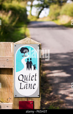 Einer ruhigen Gasse im Hodder Tal in Lancashire, UK. Diese Initiative fördert die Autofahrer langsam wie die Straße zu fahren, die von Wanderern und Radfahrern benutzt wird Stockfoto