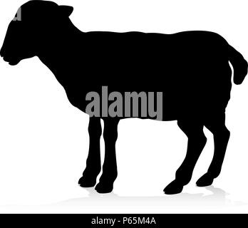 Sheep Farm Animal Silhouette Stock Vektor