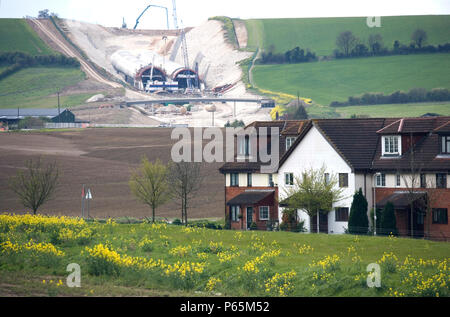 Baldock umgehen, auf der A505, Hertfordshire, England. Die neue Umgehung beteiligten von über einer Million Kubikmeter Erde. Die Regelung wurde entworfen und con Stockfoto