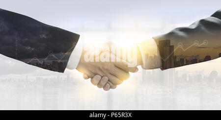 Geschäft zum Abschluss einer Sitzung Partner Händeschütteln Geschäftsmann Teamarbeit Stockfoto