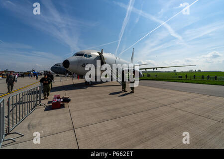 Anti-U-Boot-Krieg, anti-oberfläche Kriegsführung und maritime Patrol aircraft Boeing P-8 Poseidon. US Navy. Ausstellung die ILA Berlin Air Show 2018. Stockfoto