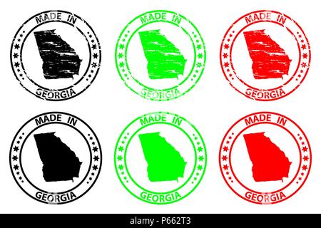 In Georgien - Stempel - Vektor, Georgia (Vereinigte Staaten von Amerika) Karte Muster - Schwarz, Grün und Rot Stock Vektor