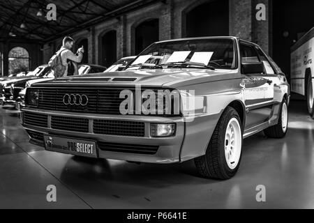 Rally Car (street Version) Audi Sport Quattro, 1985. Ausstellung 31. Oldtimertage Berlin-Brandenburg (31 Berlin-Brandenburg Oldtimer Tag). Stockfoto