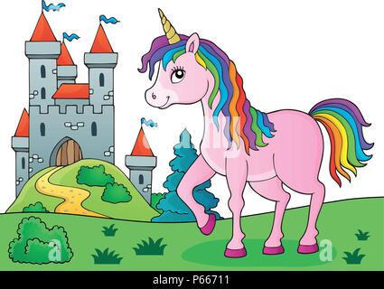 Happy Einhorn Thema Bild 5-eps 10 Vector Illustration. Stock Vektor