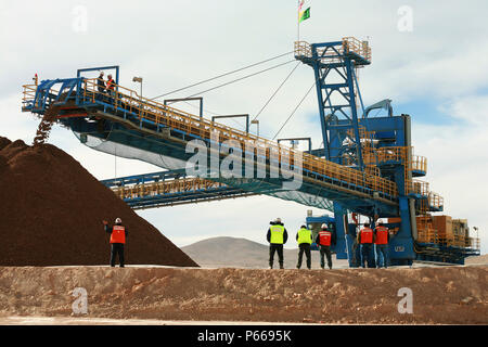 Test Drive Station vom Förderband in Escondida, Chile Stockfoto