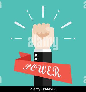 Hand der Geschäftsmann erhobene Faust Luft. Vector Illustration Stock Vektor