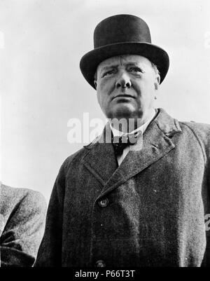 Premierminister Winston Churchill von Großbritannien 1942. Sir Winston Leonard Spencer-Churchill, 1874 - 1965. Britischen Politikers, der Premierminister des Vereinigten Königreichs von 1940 bis 1945 und erneut von 1951 bis 1955. Stockfoto