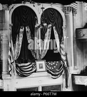 Washington, District of Columbia. President's Box am Ford's Theater, Szene der Ermordung von Präsident Abraham Lincoln, 1865. Stockfoto