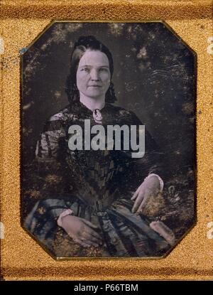 Mary Todd Lincoln, Frau von Abraham Lincoln. Drei viertel länge Porträt, Sitzen, Front, von Nicolas Hirte, Fotograf Veröffentlicht: 1847 Stockfoto