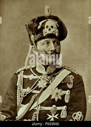 Wilhelm II. oder William II (Friedrich Wilhelm von Preußen); vom 27. Januar 1859 - vom 4. Juni 1941) wurde der letzte deutsche Kaiser (Kaiser), König von Preußen, dem Deutschen Reich und dem Königreich Preußen, vom 15. Juni 1888 bis 9. November 1918. Stockfoto