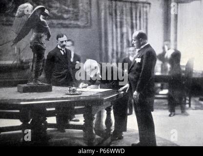 Rom, September 1928. Venizelos, Griechenlands Regierungschef, der Unterzeichnung des Vertrags über Freundschaft und Handel Stockfoto