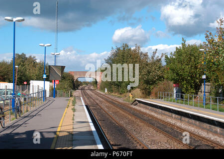 Der Great Western Railway, September 2004. Blick von der Plattform der Radley Station nach Norden nach Birmingham. Stockfoto