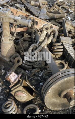 Lokomotive schrott Montage an Sennar Kreuzung Lokomotive im Sudan Halle auf Montag, den 10. Januar 1983. Stockfoto