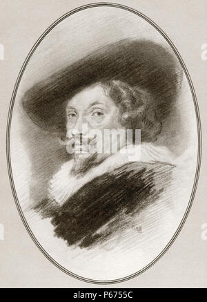Sir Peter Paul Rubens, 1577 - 1640. Flämischen Künstler. Abbildung von Gordon Ross, US-amerikanischer Künstler und Illustrator (1873-1946), von lebenden Biographien der großen Maler. Stockfoto