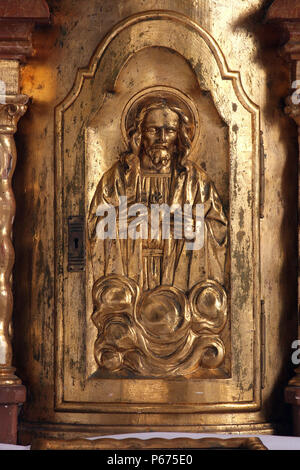 Jesus, die Tür der Hütte auf dem Altar in der Kapelle des Schlosses in Klenovnik, Kroatien Stockfoto