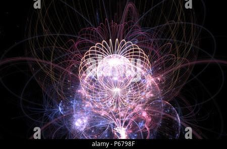 Abstrakte technologischen Hintergrund - das erzeugte Bild auf dem Computer. Fraktal Kunst: ein Raum von Glas mit Licht Effekte. Das Konzept der Hi-tech oder v