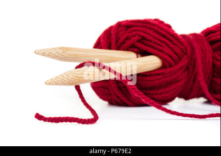 Stricken wolle und Stricknadeln, Stricknadeln Ausrüstung Stockfoto