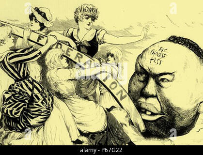 1886 Anti-Chinese Cartoon aus Australien. Stockfoto