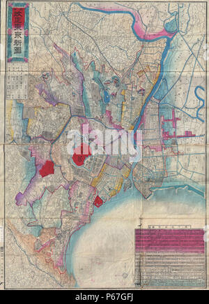 1886 Meiji 19 japanische Karte von Tokyo, Japan - Geographicus - Tokio - meiji 19-1886. Stockfoto