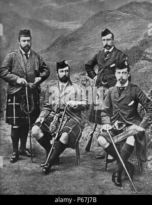 Die vier Fürsten (Söhne von Königin Victoria von Großbritannien. Auf der linken Seite sitzt Edward Prince Of Wales (später König Edward VII. Stockfoto