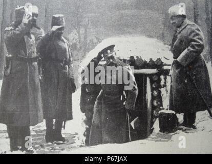 Tsar Nicholas II von Rußland an vorderster Front im ersten Weltkrieg ein 1916 Stockfoto