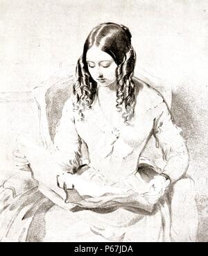 Königin Victoria von Großbritannien lesen Dispatches, 1840. Victoria (Alexandrina Victoria; 24. Mai 1819 - 22. Januar 1901) Der Monarch des Vereinigten Königreichs von Großbritannien und Irland wurde ab dem 20. Juni 1837 bis zu ihrem Tod. Vom 1. Mai 1876, die sie pflegte, die zusätzlichen Titel der Kaiserin von Indien Stockfoto