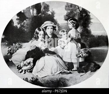 Vier Töchter der britischen Königin Victoria. Von links nach rechts: die Princess Royal; Alice; Helena und Louise 1854 Stockfoto