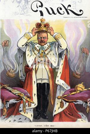 "L ' Etat, c ' est Moi'' Präsident Theodore Roosevelt selbst zum Kaiser krönen. Stockfoto