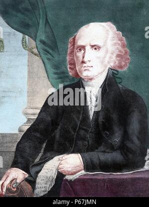 James Madison, der vierte Präsident der Vereinigten Staaten. Er wird als der "Vater der Verfassung" für sein bei der Ausarbeitung der Verfassung der Vereinigten Staaten und als Meister und Autor der United States Bill of Rights instrumental gehagelt. Stockfoto