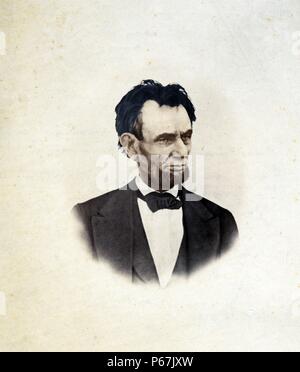 Bild von Präsident Lincoln auf dem Balkon im Weißen Haus getroffen. Lincoln war der 16. Präsident der Vereinigten Staaten, von März 1861 bis zu seiner Ermordung im April 1865. Stockfoto