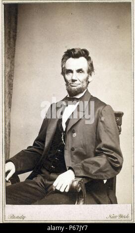 Porträt von Präsident Lincoln. Lincoln war der 16. Präsident der Vereinigten Staaten, von März 1861 bis zu seiner Ermordung im April 1865 mit Stockfoto