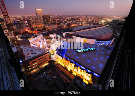 Bau von LA Live in der Innenstadt von Los Angeles, Kalifornien, USA Stockfoto