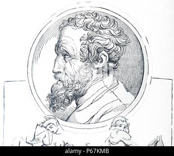 Michelangelo Buonarroti (6 März 1475 – 18 Februar 1564), italienischer Bildhauer, Maler, Architekt, Stockfoto