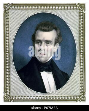 James K. Polk (1795-1849), 11. Präsident der Vereinigten Staaten. James Knox Polk diente als 17 Sprecher des Abgeordnetenhauses und Gouverneur von Tennessee. Polk war die überraschung Kandidaten für das Amt des Präsidenten im Jahr 1844 und besiegte Henry Clay der rivalisierenden Whig Party mit dem Versprechen zu überfallen und Anhang Texas. Stockfoto