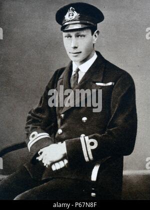 Prinz Albert (später König George VI) ist in seiner Naval officer Uniform dargestellt. Er wurde von H.M.S Collingwood entlassen, für Blinddarmentzündung erholen, während dieser Zeit war er Tee zu den am Buckingham Palace verwundet serviert. Stockfoto