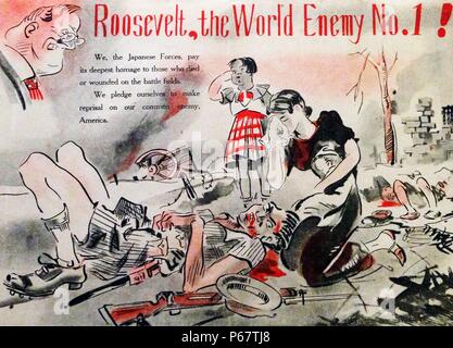 Anti-Roosevelt-Propagandaplakat von den Japanern verwendet. Datiert 1941 Stockfoto