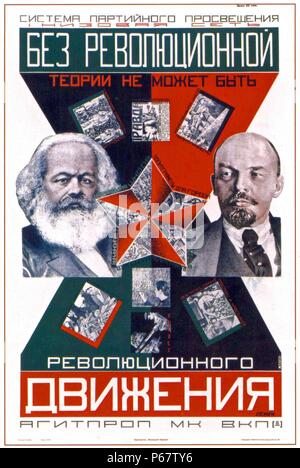 Sowjetische Russische kommunistische Agitprop, Plakat, 1920 s â € úWithout revolutionäre Theorie kann es auch keine revolutionäre Bewegung geben. â € ٭ Stockfoto