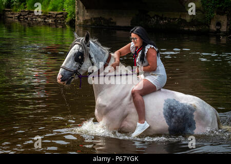 Appleby Horse Fair Cumbria, Juni 2018. Jährliche Zusammenkunft der Sinti und Roma und der Fahrenden in der Nähe von Appleby-in-Westmorland Stockfoto