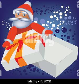 Santa Claus und leere Box. Stock Vektor