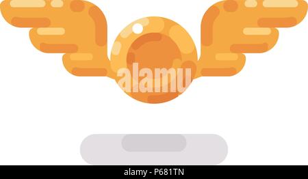 Gold militärischen Emblem mit Flügeln flachbild Symbol auf weißem Hintergrund Stock Vektor