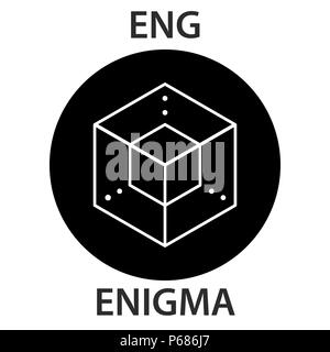 Enigma Münze cryptocurrency blockchain Symbol. Virtuelle elektronische, Internet Geld oder cryptocoin Symbol, Logo Stock Vektor