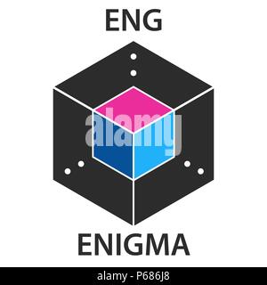 Enigma Münze cryptocurrency blockchain Symbol. Virtuelle elektronische, Internet Geld oder cryptocoin Symbol, Logo Stock Vektor