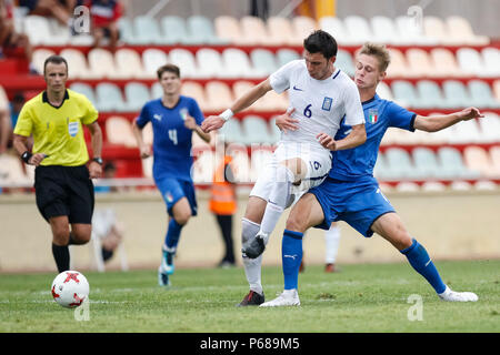 Reus, Tarragona, Spanien. 28 Juni, 2018. Fußballspiel zwischen Italien vs Griechenland an der Reus Stadion. © ABEL F. ROS/Alamy leben Nachrichten Stockfoto